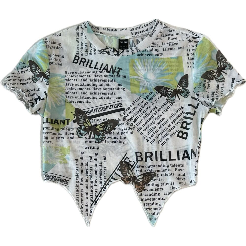 Butterfly Mesh Cropped Top - Picture 5 of 7